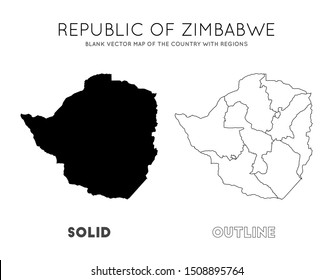 Zimbabwe map. Blank vector map of the country with regions. Borders of Zimbabwe for your infographic. Vector illustration.