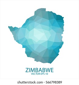 Zimbabwe map - blue geometric rumpled triangular low poly style gradient graphic background , polygonal design for your . Vector illustration eps 10.