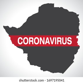 Zimbabwe map with Coronavirus warning illustration