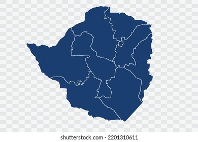 Zimbabwe Map Dark Blue Color On White Background Quality Files Color (043B72) Png