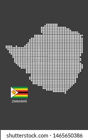 Zimbabwe map design white square, black background with flag Zimbabwe.