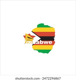 Zimbabwe map and flag colors design on white background