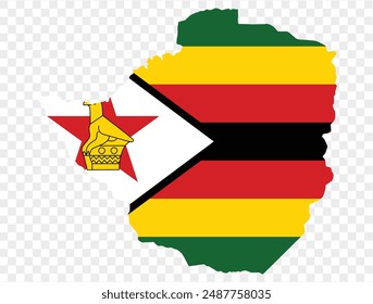 Zimbabwe map flag  isolated on png or transparent background vector illustration.