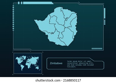 Zimbabwe Map Futuristic  infographic Map element collection background
