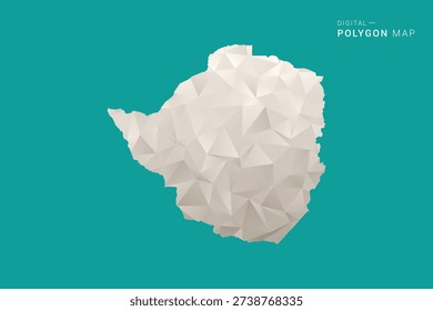 Zimbabwe Map - Green and Gray Polygon Vector Illustration, Low Poly Geometric Design with Clean Minimal Style on Solid Background for Infographic Use.