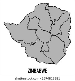 Zimbabwe map in grey style isolated on white background. Vector illustration