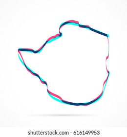 Zimbabwe Map hand drawn with blue and pink highlighters, isolated on a blank background.
Vector illustration, easy to edit, manipulate, resize or colorize.
