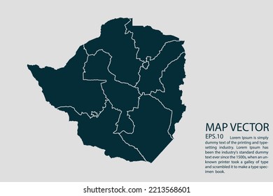 Simbabwische Karte hoch detailliert auf weißem Hintergrund. Abstraktes Design, Vektorgrafik eps10