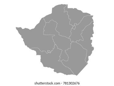 zimbabwe map. High detailed map of zimbabwe on white background. Vector illustration eps 10.