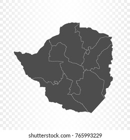 Zimbabwe map isolated on transparent background