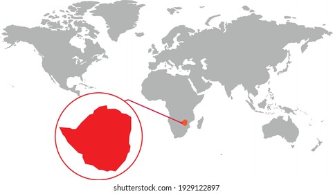 
Zimbabwe map. Isolated world map. Isolated on white background. Vector illustration.