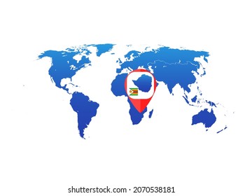 Zimbabwe map location flag pin