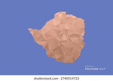 Zimbabwe Map - Orange Polygon Vector Illustration on Deep Blue Background, Low Poly Geometric Design, Modern Abstract Country Silhouette for Infographics and Presentation Use.