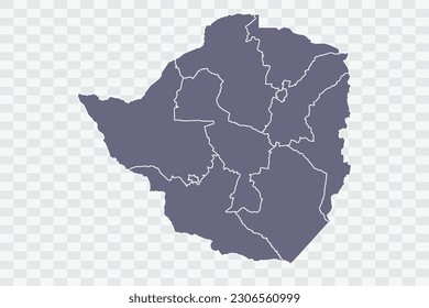 Zimbabwe Map pewter Color on White Background quality files Png