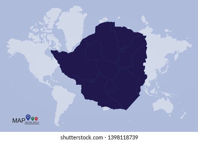 Zimbabwe map - polygonal design Vector illustration eps 10. - Vector