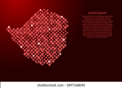 Zimbabwe map from red pattern rhombuses of different sizes and glowing space stars grid. Vector illustration.