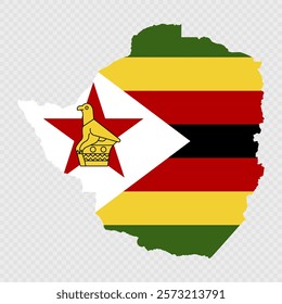 Zimbabwe map silhouette with flag.