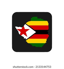 Zimbabwe map silhouette with flag on black background