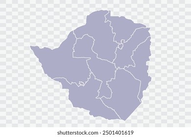 Simbabwe Karte silberne Farbe auf weißem Hintergrund Qualitätsdateien Png