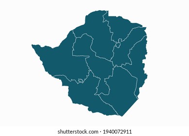 Zimbabwe map vector. blue color on white background.