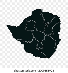 Zimbabwe map vector. dark color. isolated on transparent background.