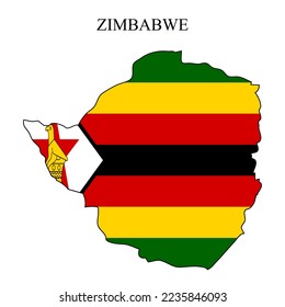 Simbabwische Karte, Vektorgrafik. Weltwirtschaft. Berühmtes Land. Ostafrika. Afrika.