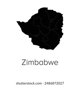 Zimbabwe Map Vector Illustration - Silhouette, Outline, Zimbabwe Travel and Tourism Map