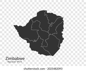 Zimbabwe map vector, isolated on transparent background