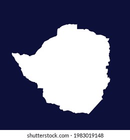 Zimbabwe map vector. white color on blue background.