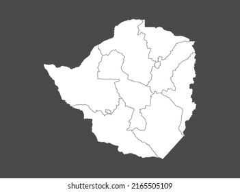 Zimbabwe map vector, white color, Isolated on gray background