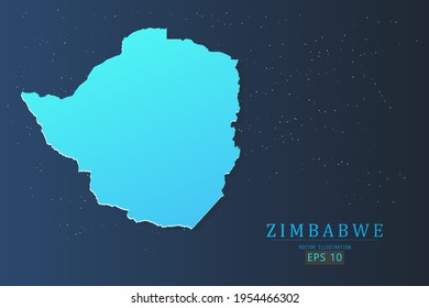 Zimbabwe Map - World Map International vector template with 3d, gradient blue color and stars isolated on galaxy background - Vector illustration eps 10