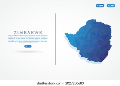 Zimbabwe map - World Map International vector template with polygon blue color gradient isolated on white background for education, website, banner - Vector illustration eps 10