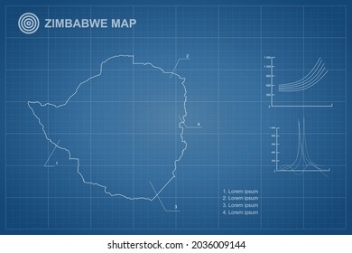 Mapa de Zimbabue - Mapa Mundial Plantilla vectorial internacional con estilo de contorno y color blanco aislado en el fondo del plano - Ilustración vectorial eps 10