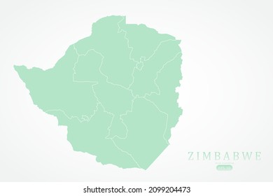 Zimbabwe Map - World Map International vector template with High detailed including green color and white outline isolated on white background - Vector illustration eps 10