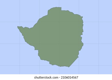 Zimbabwe Map - World map International vector template with green color on blue background and grid design for design, education, website, infographic, banner - Vector illustration eps 10