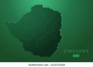 Zimbabwe Map - World Map International vector template with High detailed and Green gradient color isolated on green background for design, infographic - Vector illustration eps 10