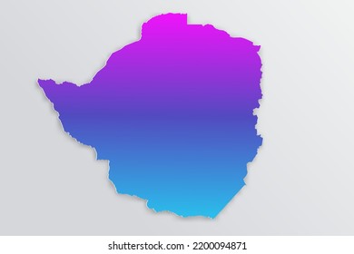 Mapa de Zimbabue - Mapa mundial Plantilla vectorial internacional con 3D, estilo de papel que incluye sombra y azul gradiente, color púrpura sobre fondo gris para el diseño, infografía - Ilustración vectorial eps 10