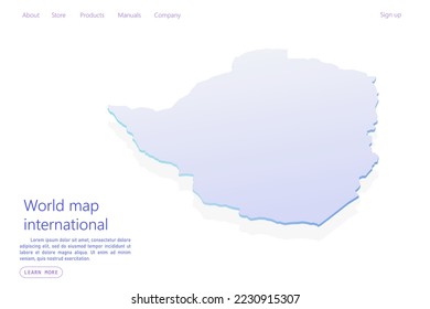 Zimbabwe Map - World map International vector template with isometric style including shadow, purple and blue color isolated on white background for design, website - Vector illustration eps 10