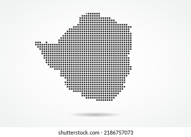 Zimbabwe Map - World map vector template with Black pixel, grid, grunge, halftone style isolated on white background for education, infographic, design, banner - Vector illustration eps 10
