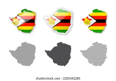 Zimbabwe - Maps Collection. Six maps of different designs. Set of vector illustrations