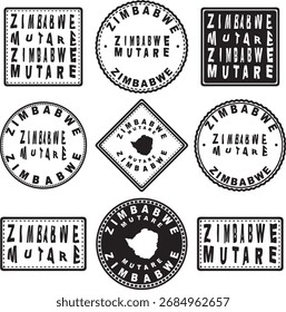 Zimbabue Mutare Diseño de mapa de sello redondo
