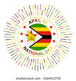 Zimbabwe national day badge. Independence from the United Kingdom in 1980. Celebrated on April 18.