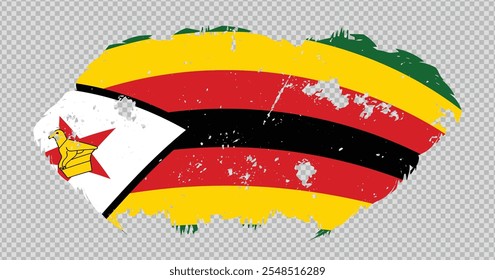 Bandera nacional de Zimbabue con efecto de pincel de trazo afligido sobre fondo aislado