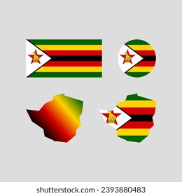 Zimbabwe national map and flag vectors set....