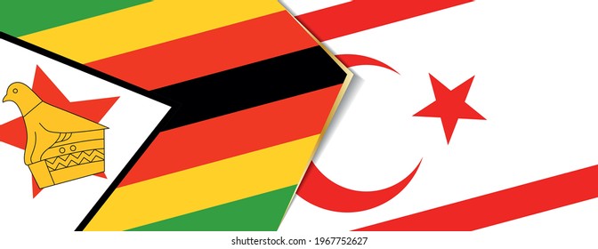 Zimbabwe and Northern Cyprus flags, two vector flags symbol of relationship or confrontation.