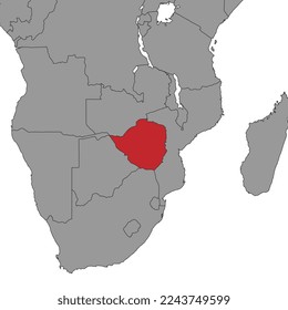 Zimbabwe on world map. Vector illustration.