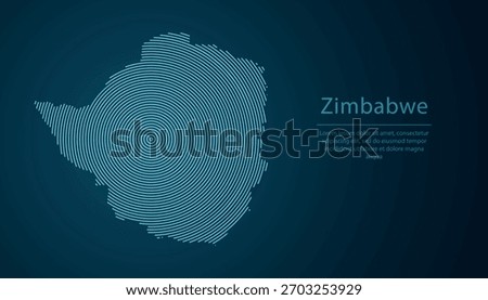 Zimbabwe outline map filled with concentric circles on dark gradient background