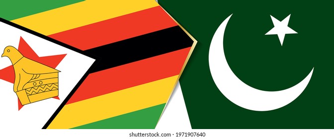 Zimbabwe and Pakistan flags, two vector flags symbol of relationship or confrontation.