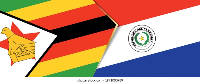 Zimbabwe and Paraguay flags, two vector flags symbol of relationship or confrontation.
