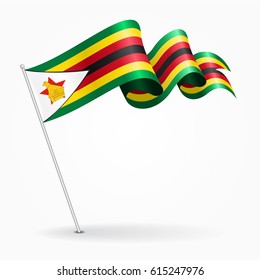 Zimbabwe pin icon wavy flag. Vector illustration.